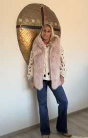 Bodywarmer Capuchon Fake Fur Oud Roze