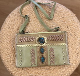 Leren Clutch Olive Groen