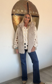 Bodywarmer Capuchon Fake Fur Beige