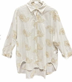 Blouse Paisley Print Wit/Beige