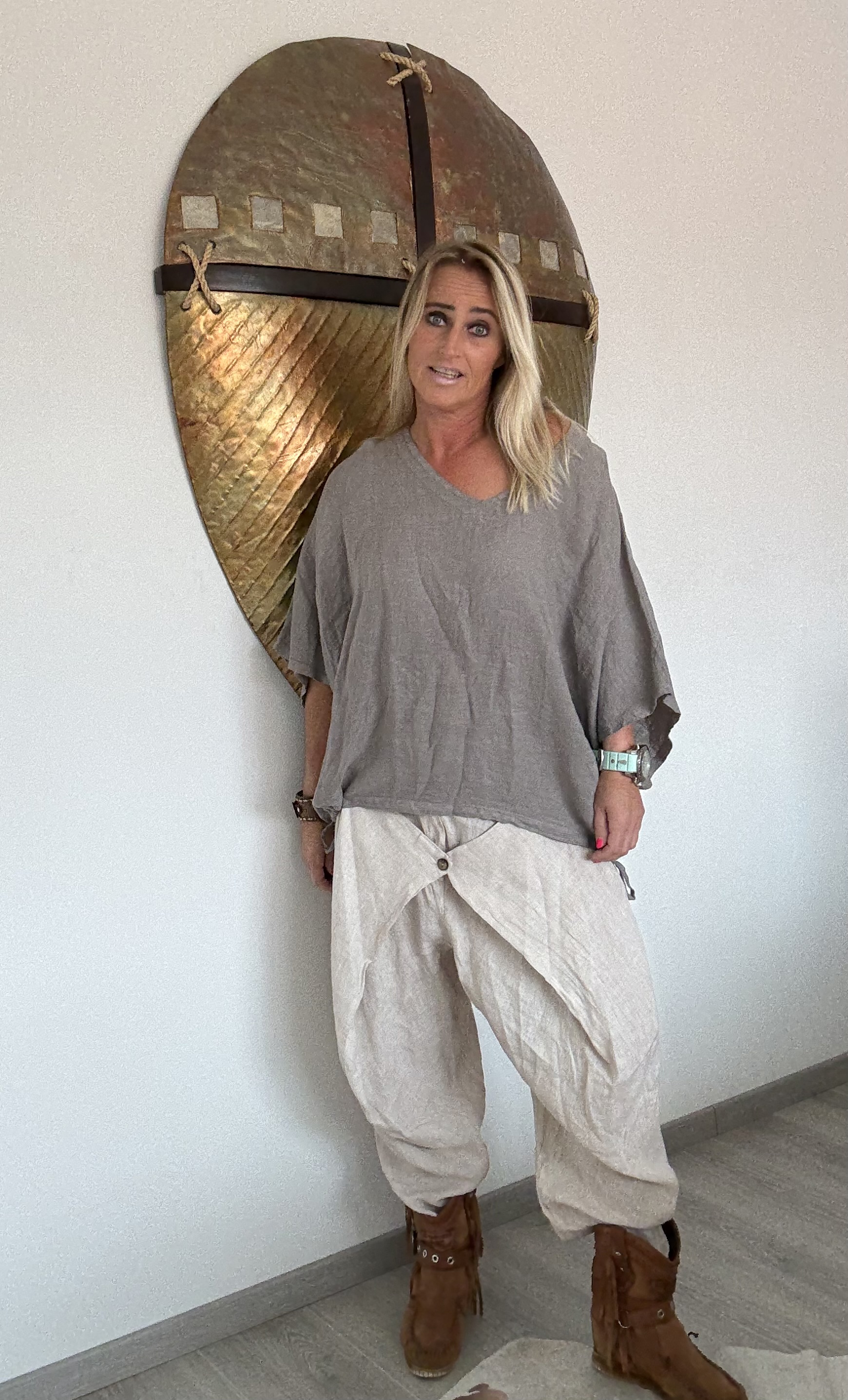 Linnen Shirt Sima Taupe
