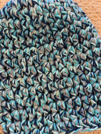 Winter Beanie Gemeleerd Turquoise/Mint Groen/Donker Blauw