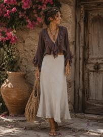 Linnen Rok Dina Beige