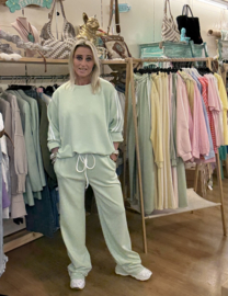 Comfy Broek Stripe Mint Groen