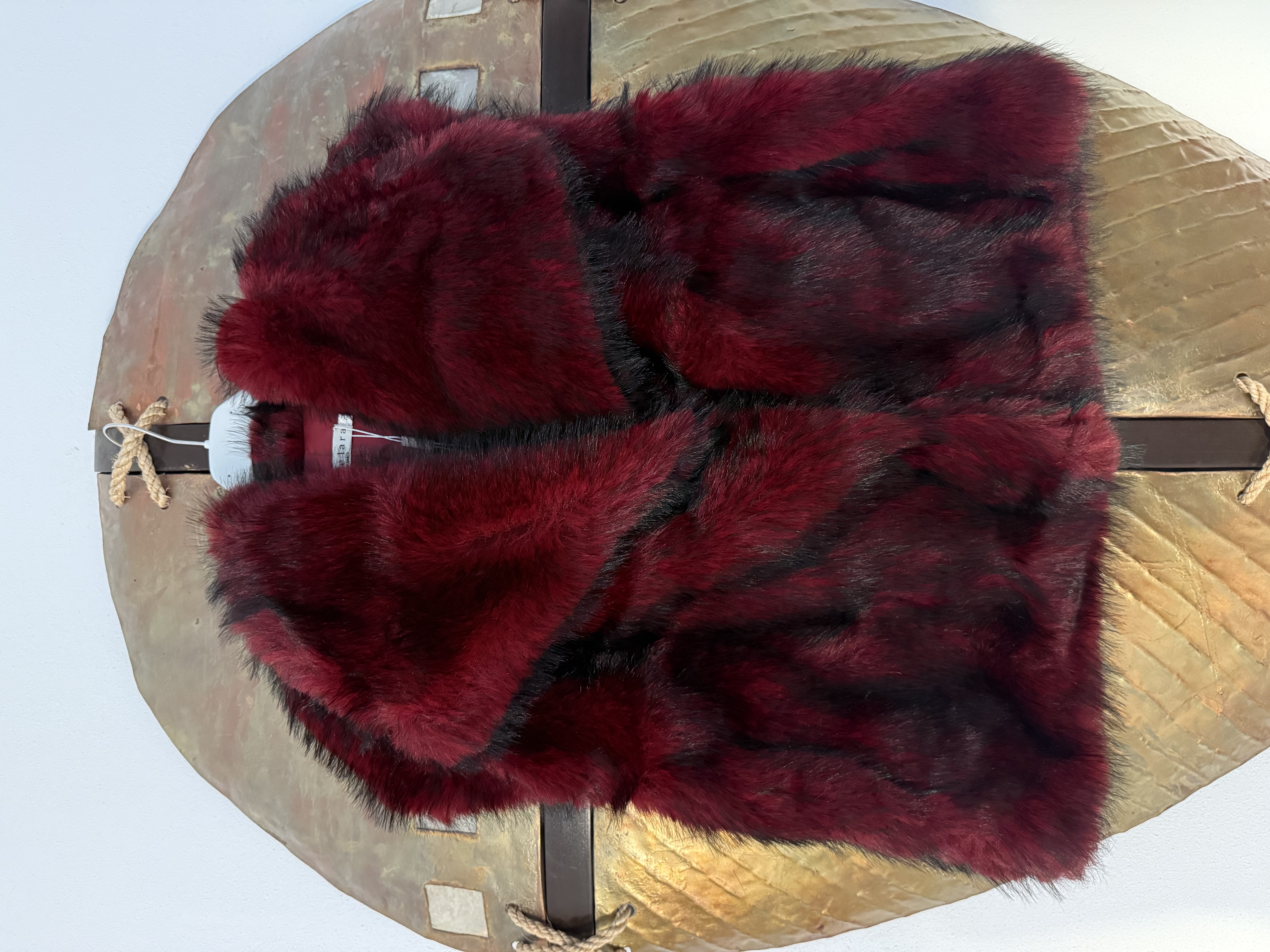 Bodywarmer Fake Fur Bordeaux/Zwart