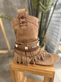 Boho Sandalen Kimnara Halfhoog Camel