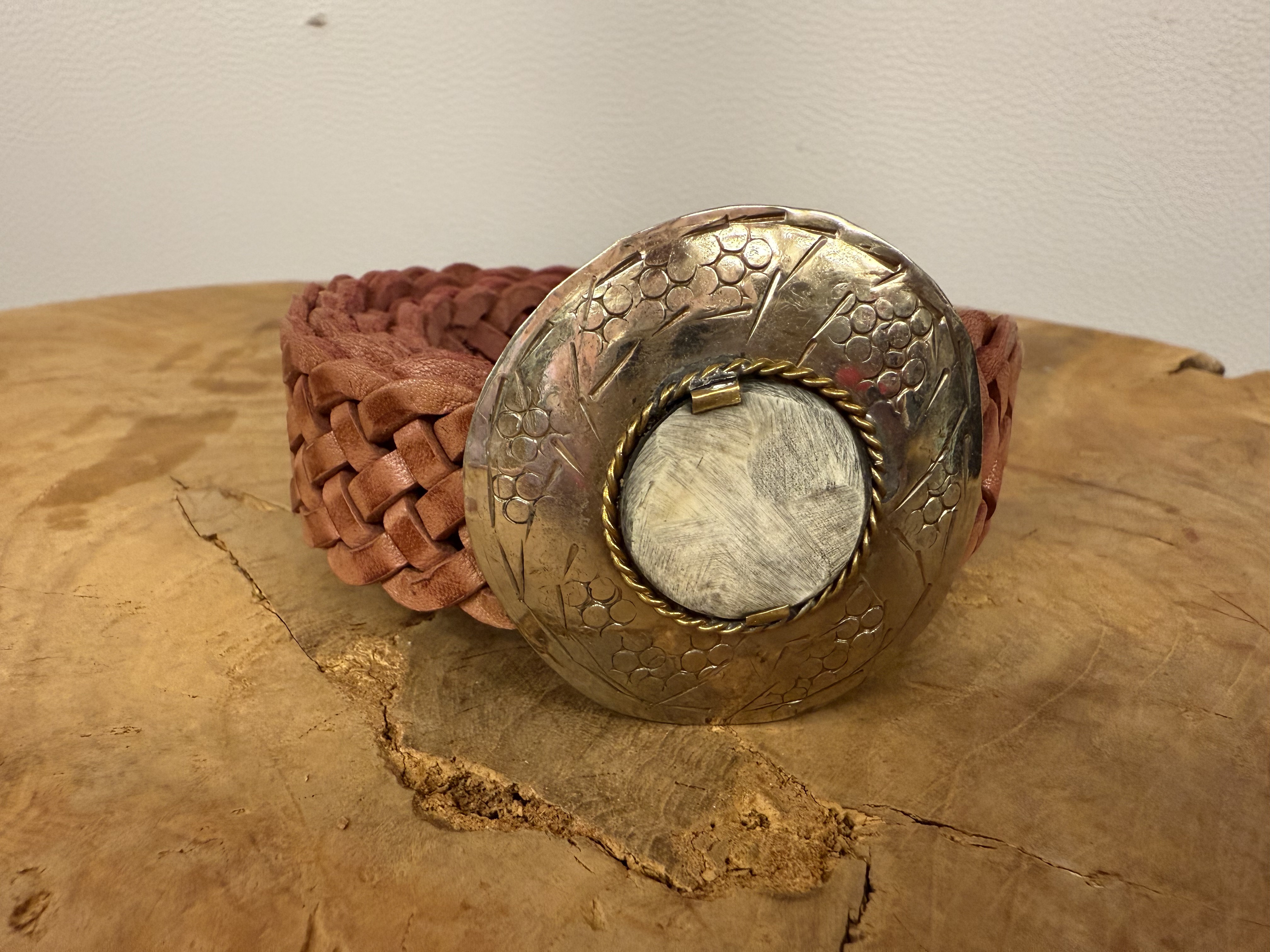 Bohemian Leather Belt Oud Roze Smal 3