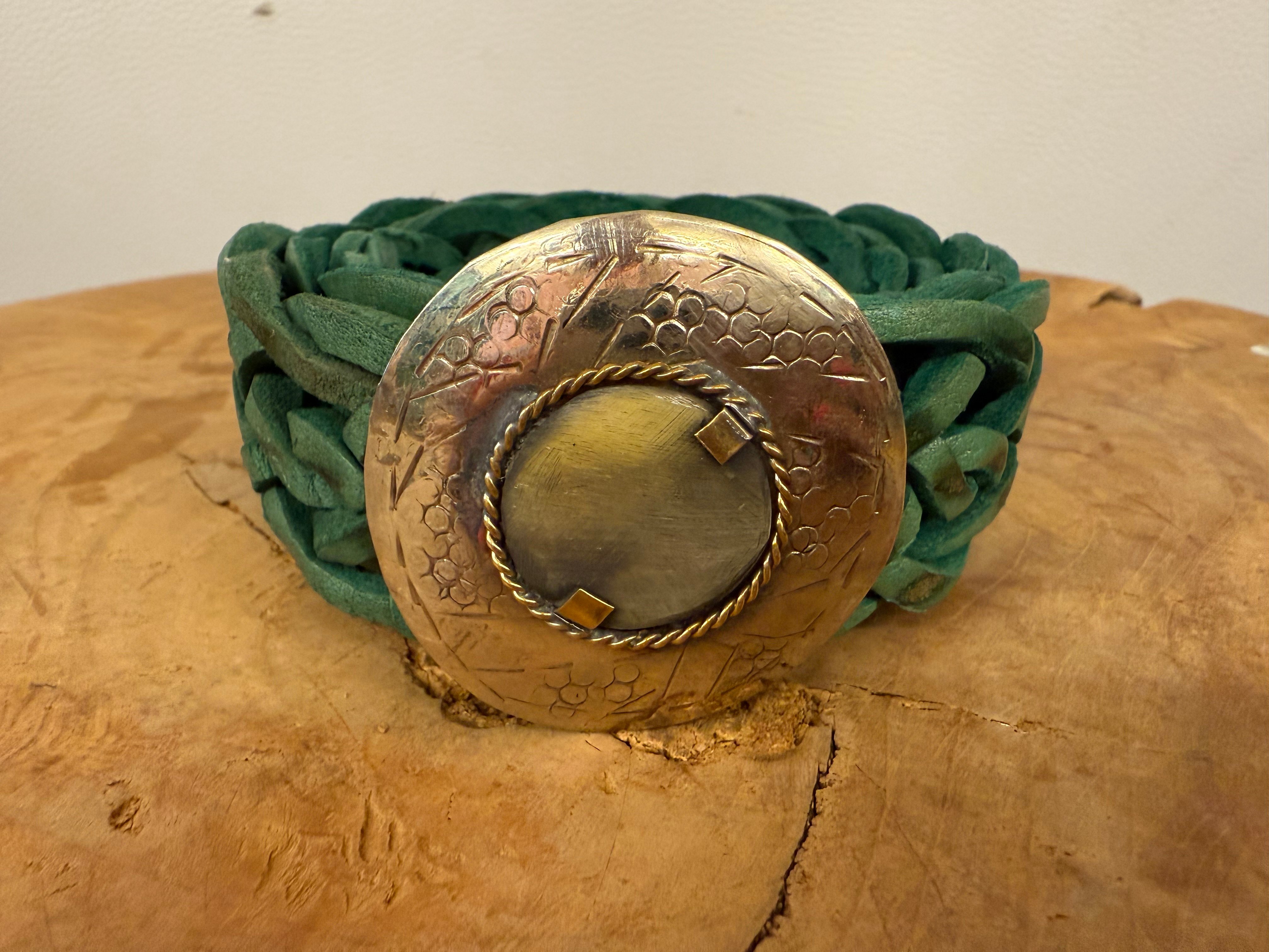 Bohemian Leather Belt Groen Smal 3