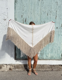 Omslagdoek/Sjaal Pelush Off-White Handmade