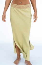 Long Jute Skirt Lime