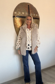 Bodywarmer Capuchon Fake Fur Beige
