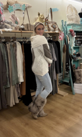 Trui Off-Shoulder Off-White/Bruin