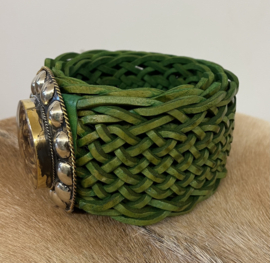 Bohemian Leather Belt Groen Breed