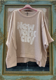 Gemeleerde Trui New York City Roze