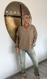 Shirt V-hals Camel