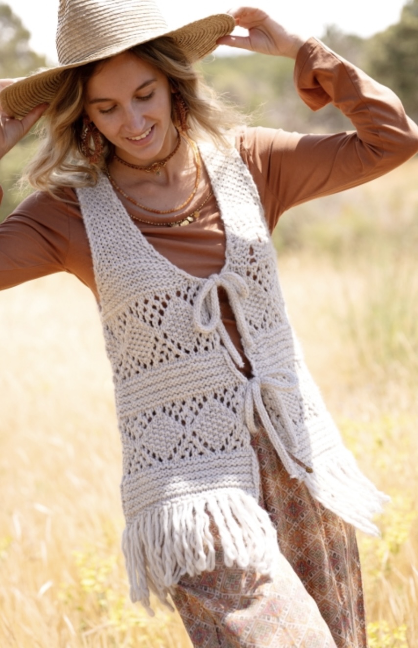 Gilet Broiderie Creme