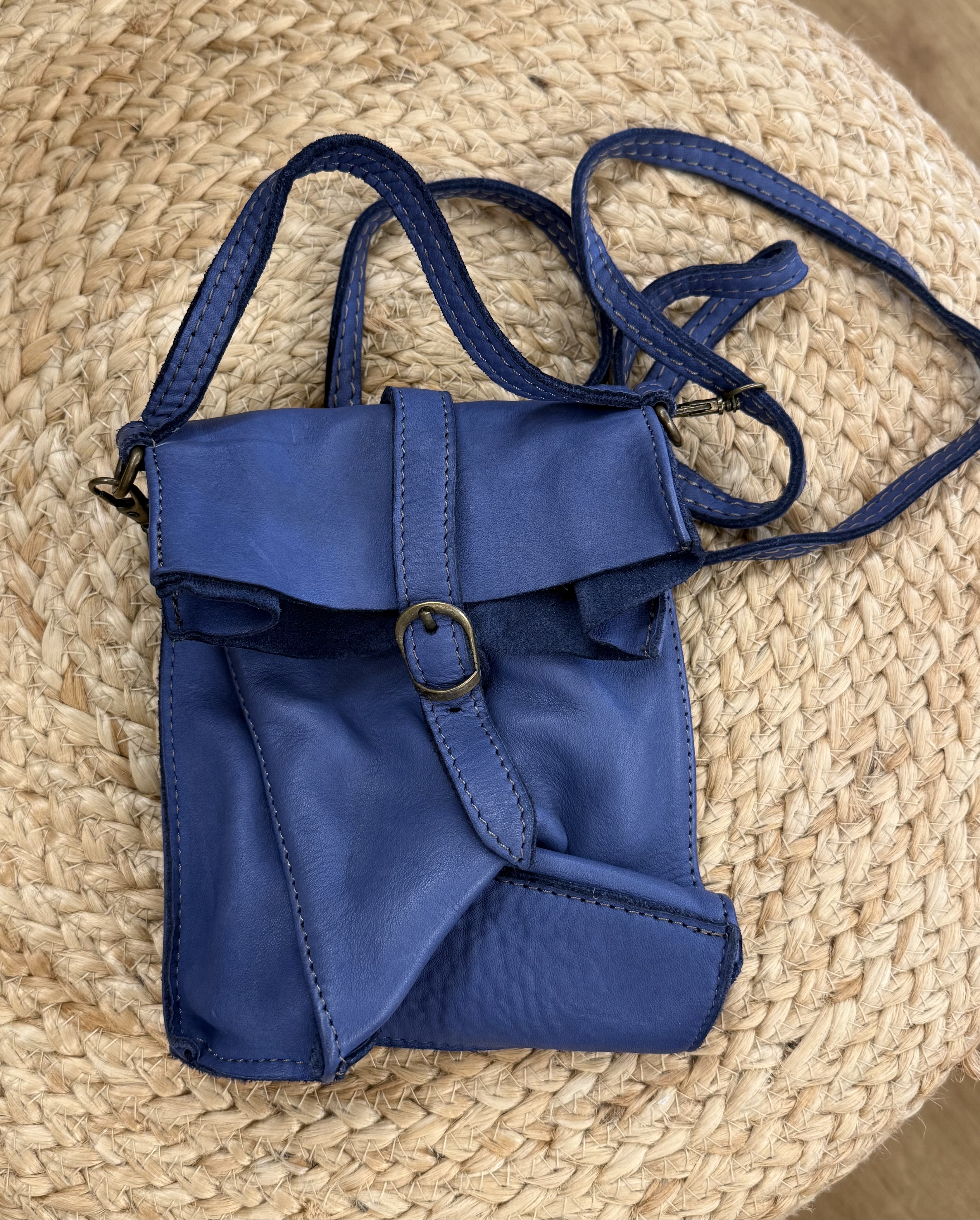 Festivaltasje Leer Blauw