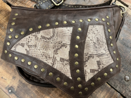 Crossbody Tas Snake Donker Bruin Leer