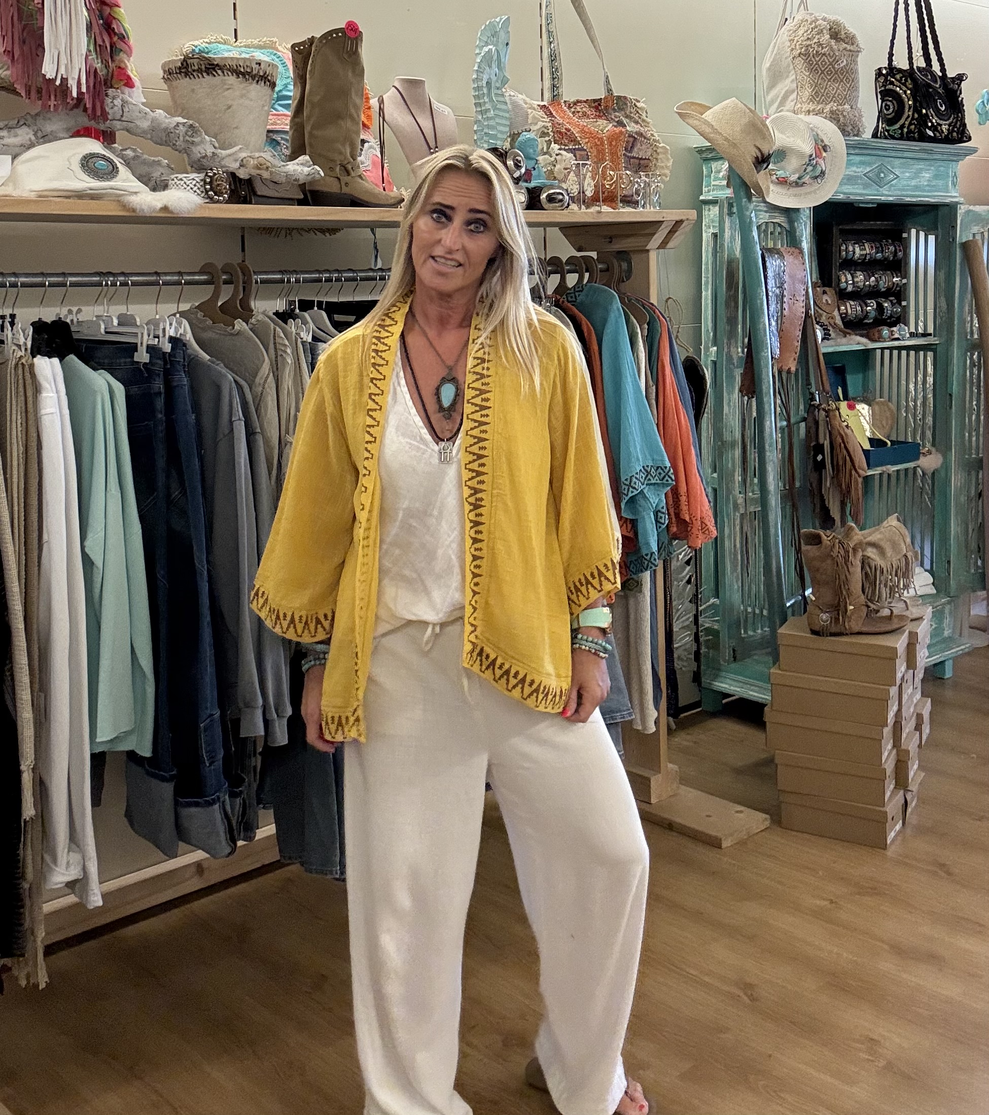 Boho Vestje Oker Geel