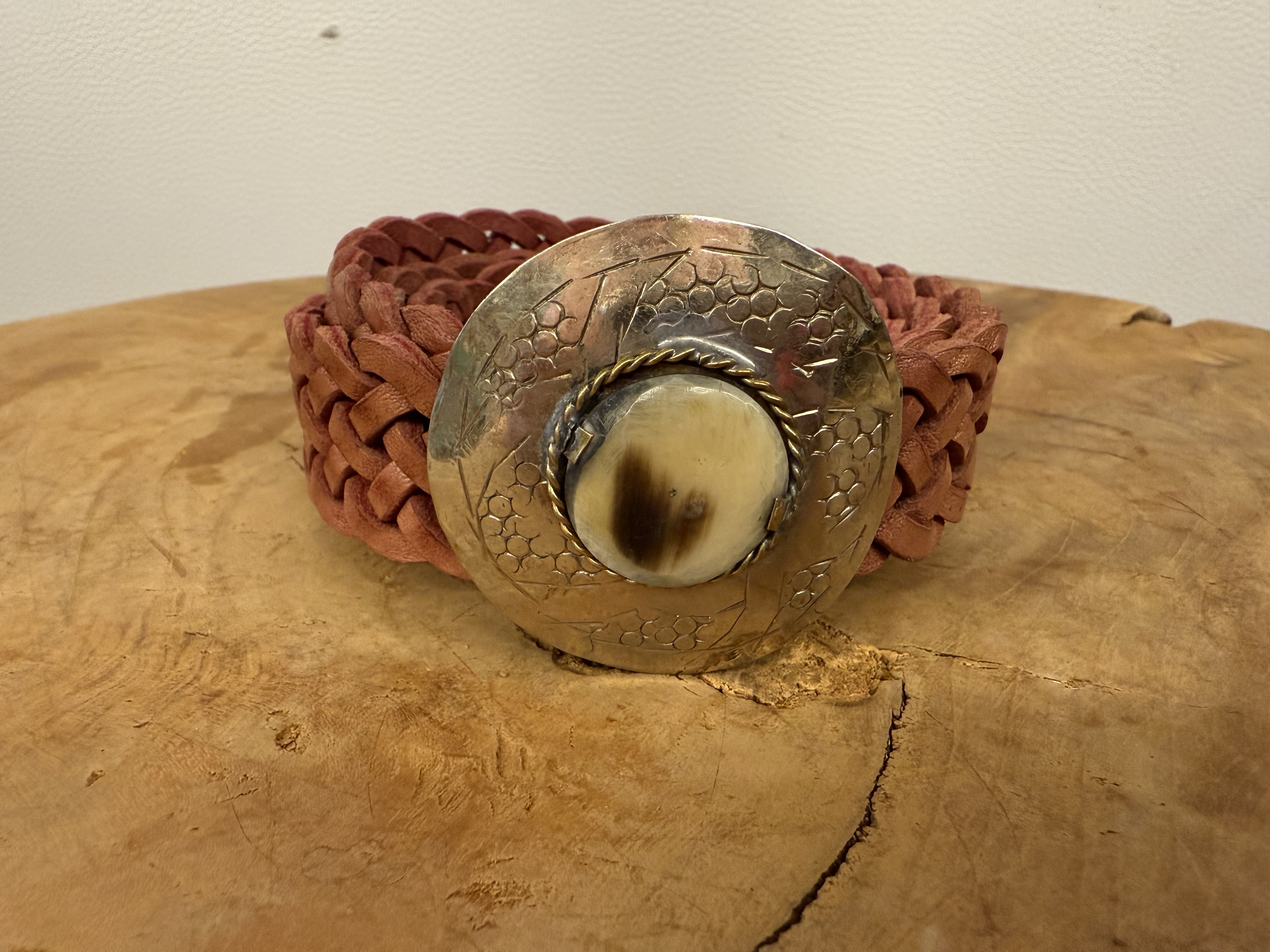 Bohemian Leather Belt Oud Roze Smal 2