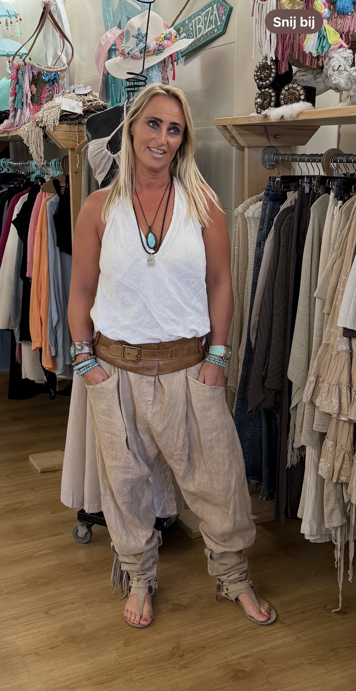 Baggy Linnen Broek Camel