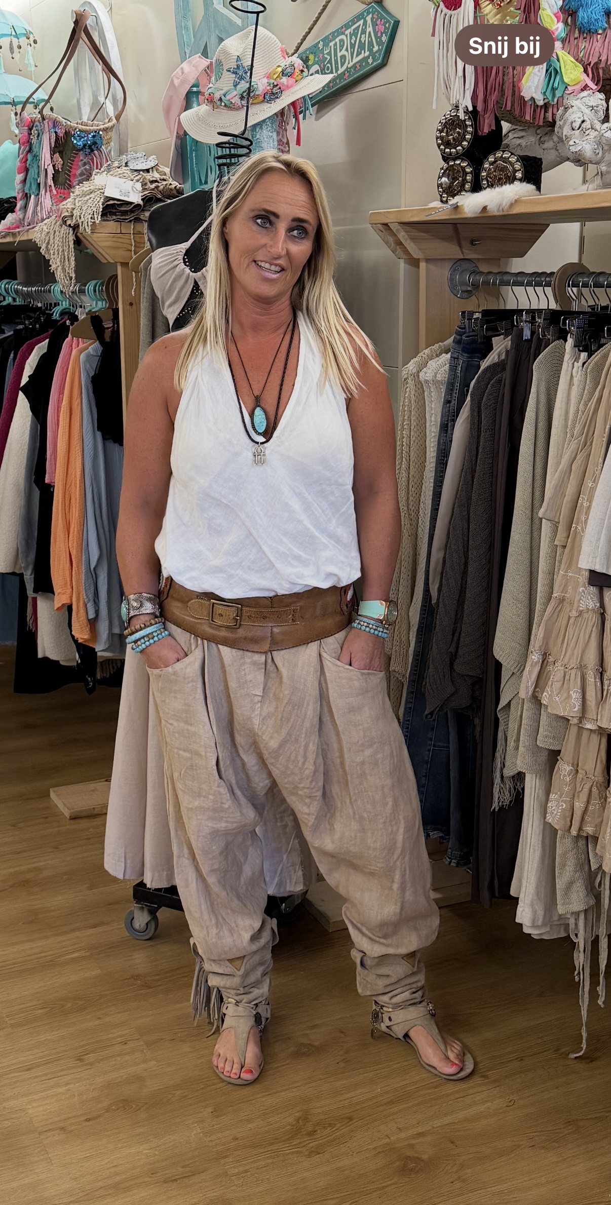 Baggy Linnen Broek Camel
