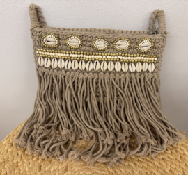 Boho Crocket Tas Schelpen Taupe