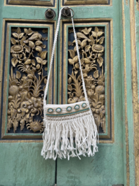 Boho Crocket Tas Schelpen Wit/Turqoise