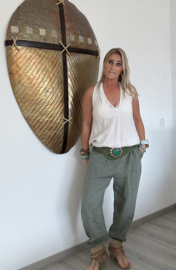 Linnen Broek Bali Army Groen