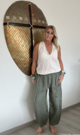 Linnen Broek Sumatra Army Groen