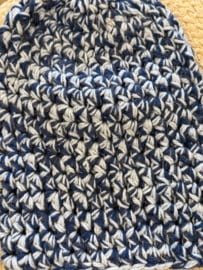 Winter Beanie Gemeleerd Blauw/Licht Grijs/Donker Blauw