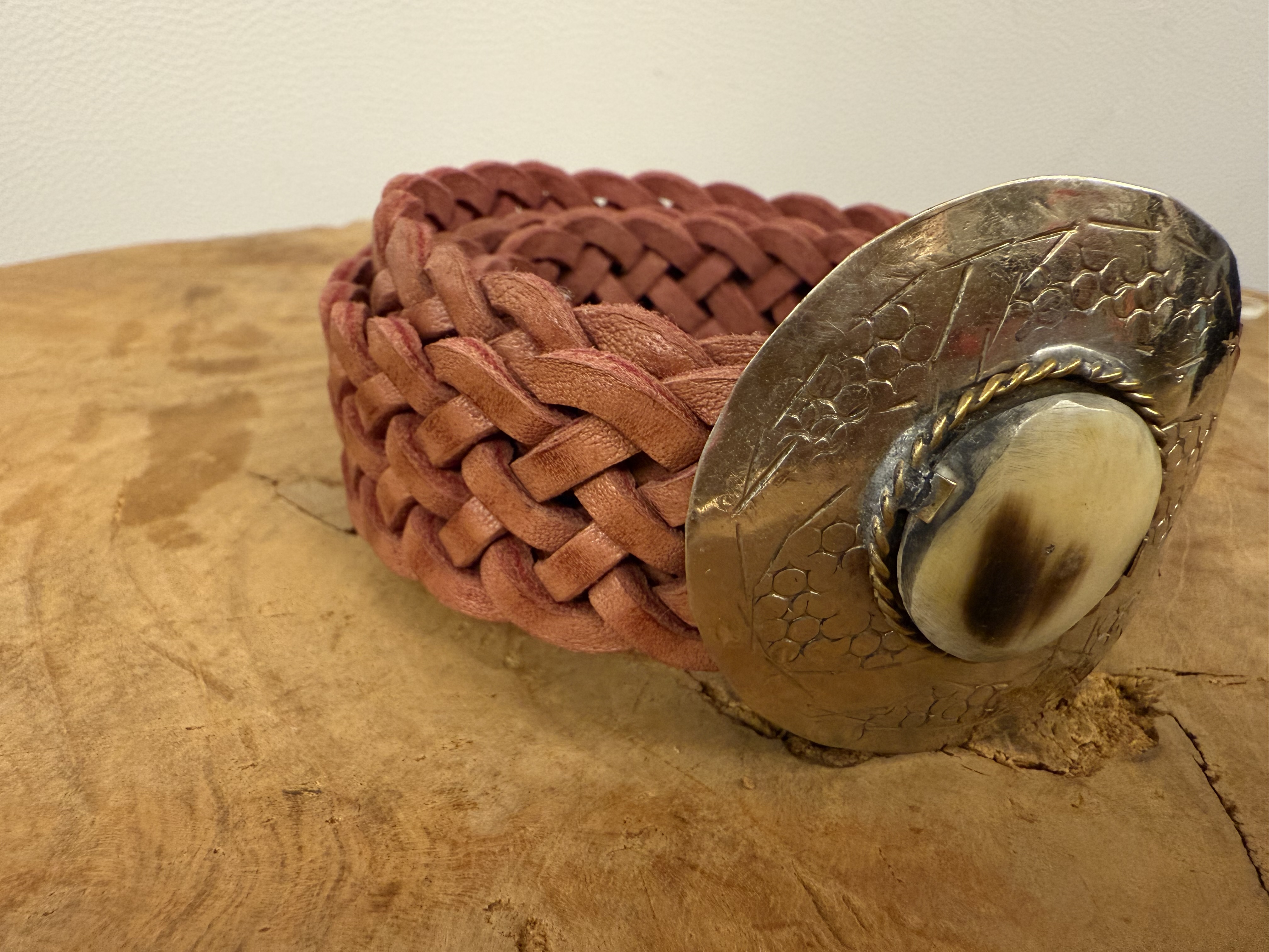 Bohemian Leather Belt Oud Roze Smal 2