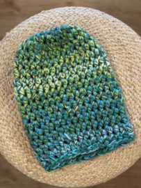 Winter Beanie Gemeleerd Blauw/Groen/Fel Groen