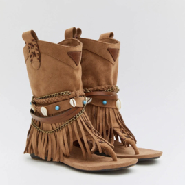 Boho Sandalen Kimnara Halfhoog Camel