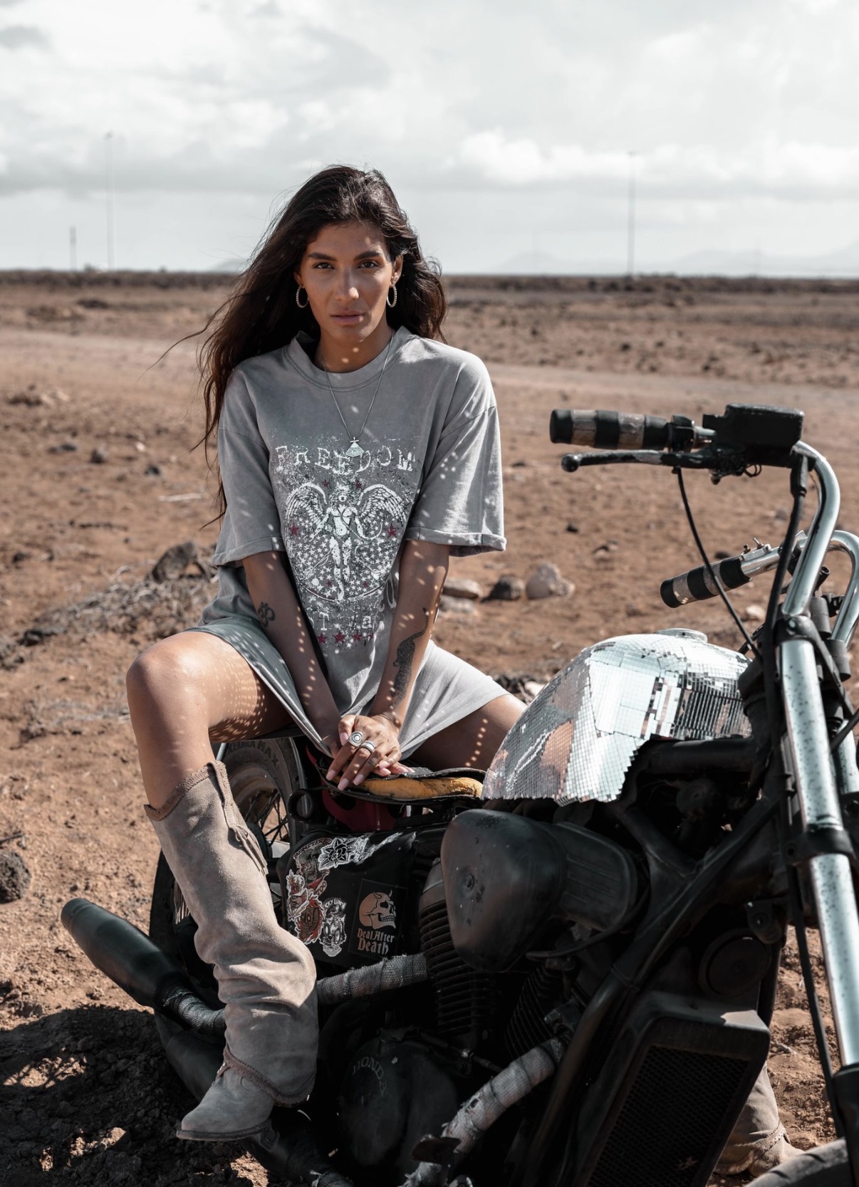 Bowie T-Shirt Jurk Washed Grijs