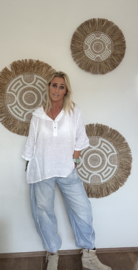 Blouse Lino Capuchon Wit
