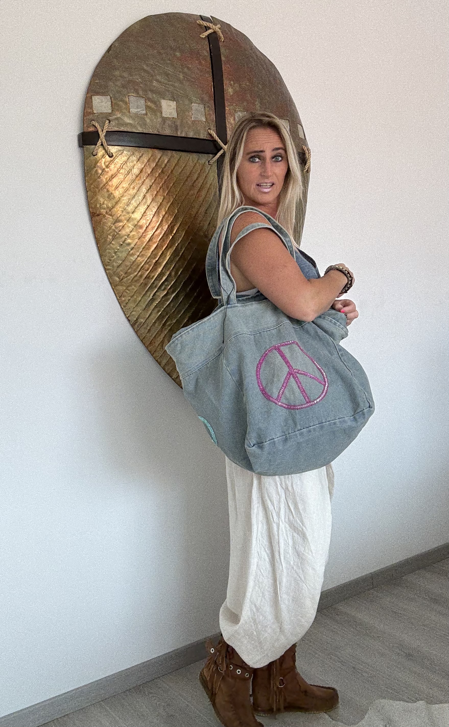 Denim Peace Shoppertas