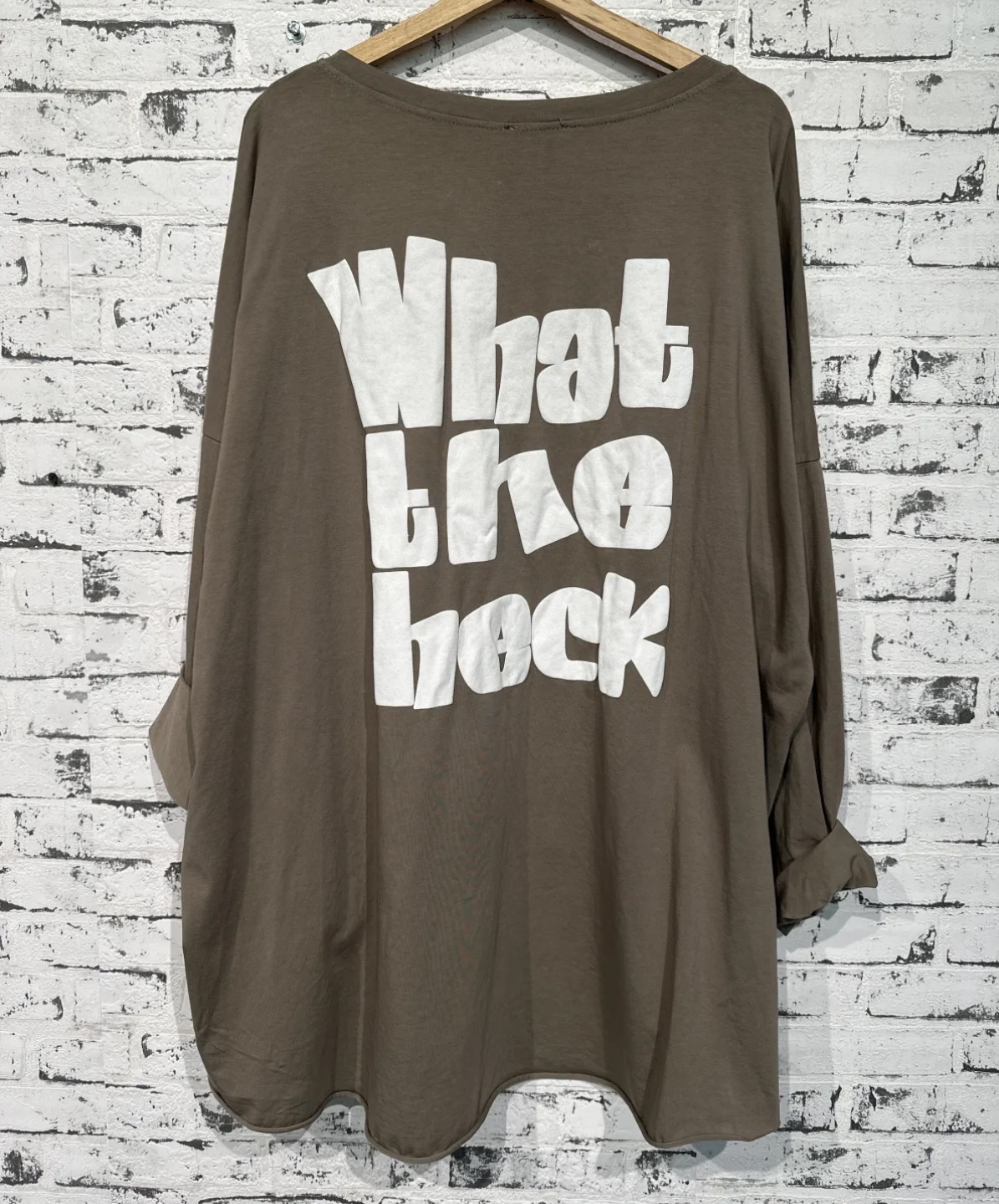 Shirt “What The Heck” Taupe