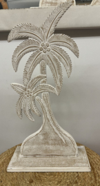 Palmboom Hout White Wash Wit L