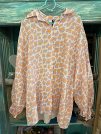 Blouse Neon Leopard Oranje/Lila