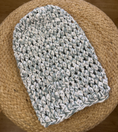 Zomer Beanie Gemeleerd Groen/Wit/Creme