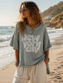 Gemeleerde Trui New York City Sky Blauw