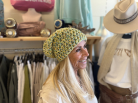 Zomer Beanie Geel/Licht Grijs/Oranje