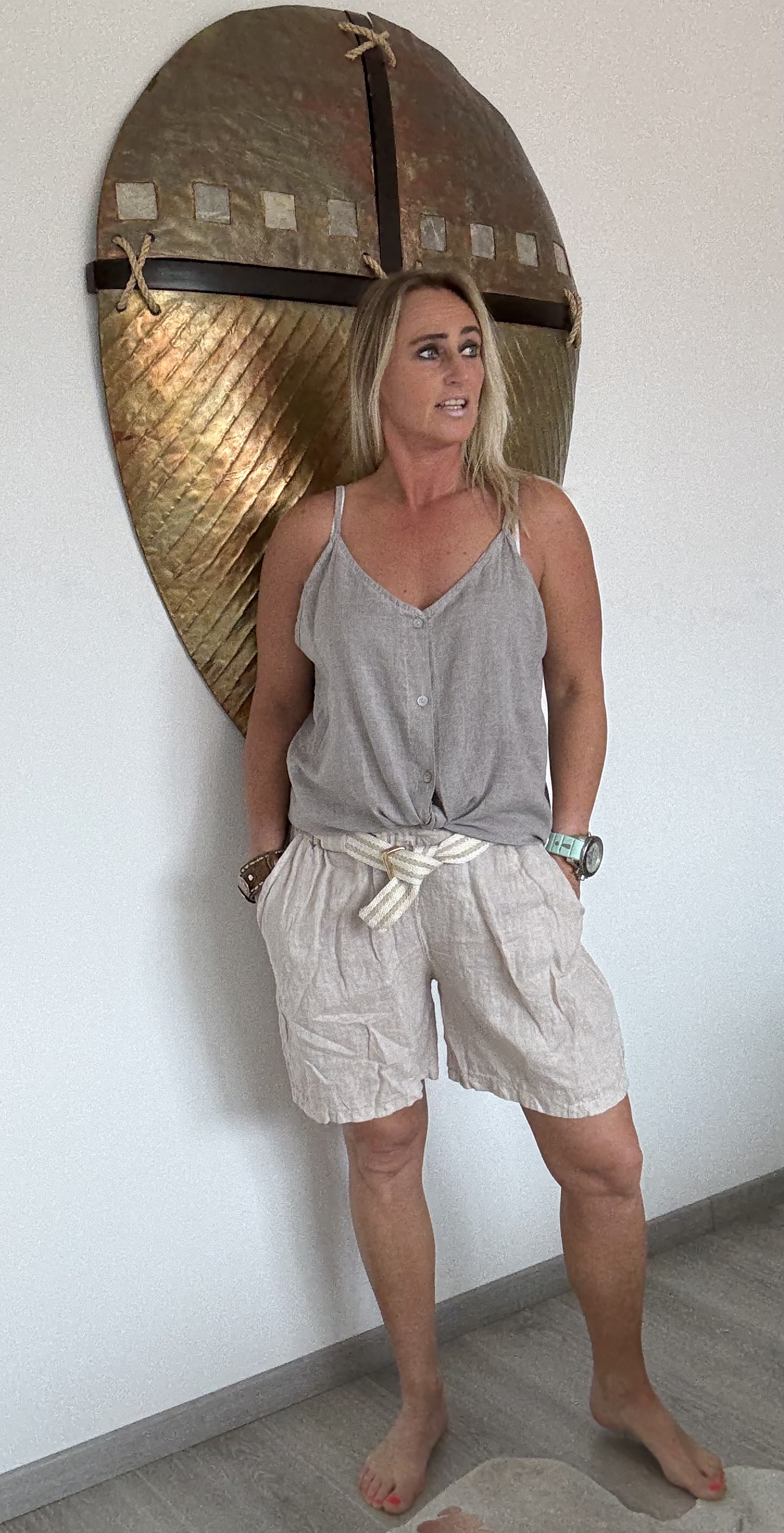 Linnen Short Beige