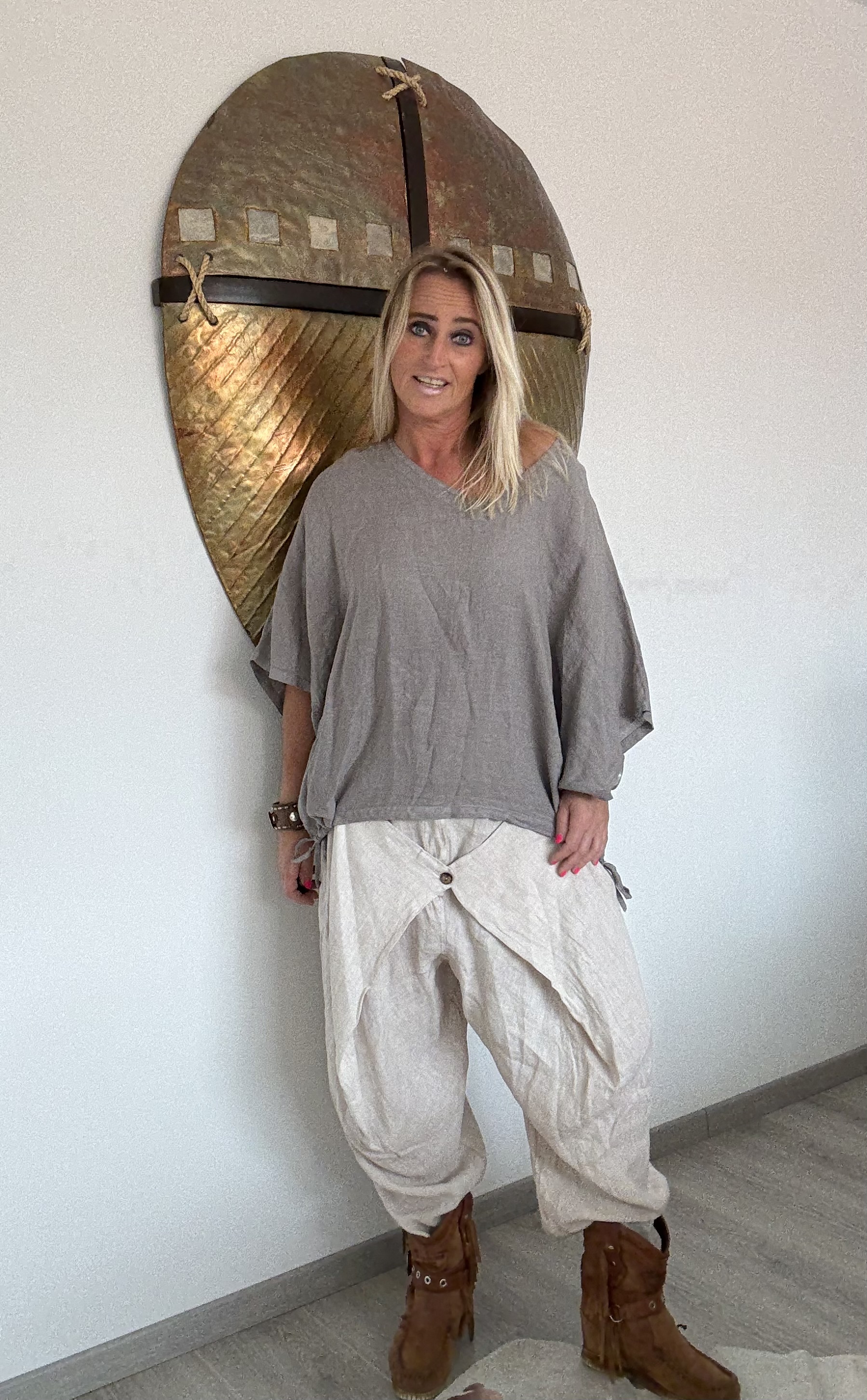 Linnen Shirt Sima Taupe