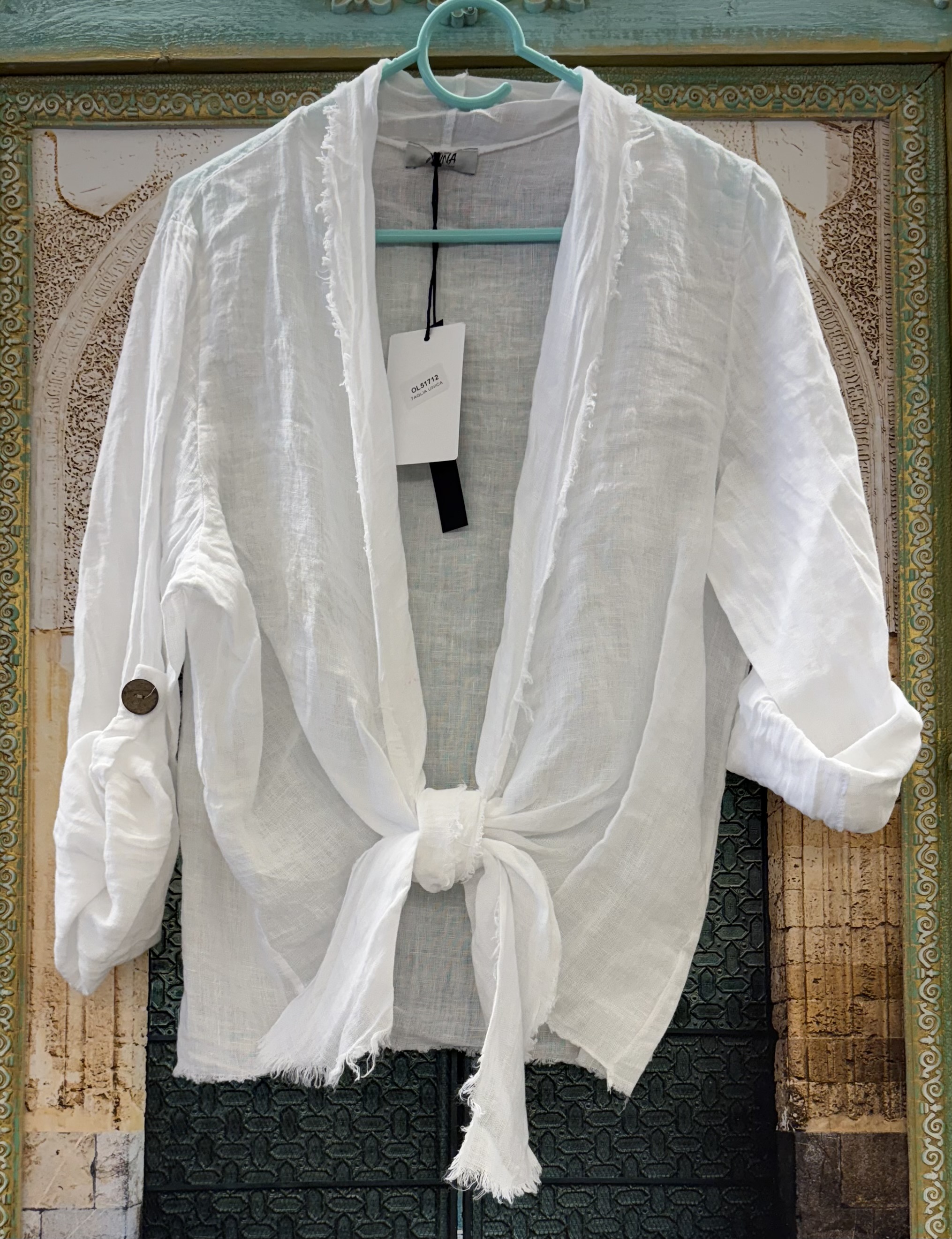 Linnen Knoopblouse Wit