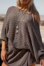 Demi Batwing Trui Donker Taupe