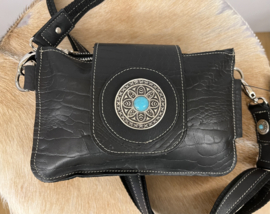 Zwart Leer Shiva Double Bag