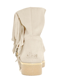 Cha-Label Moc Low Buckle Fringe Cream Boots
