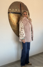 Bodywarmer Capuchon Fake Fur Oud Roze